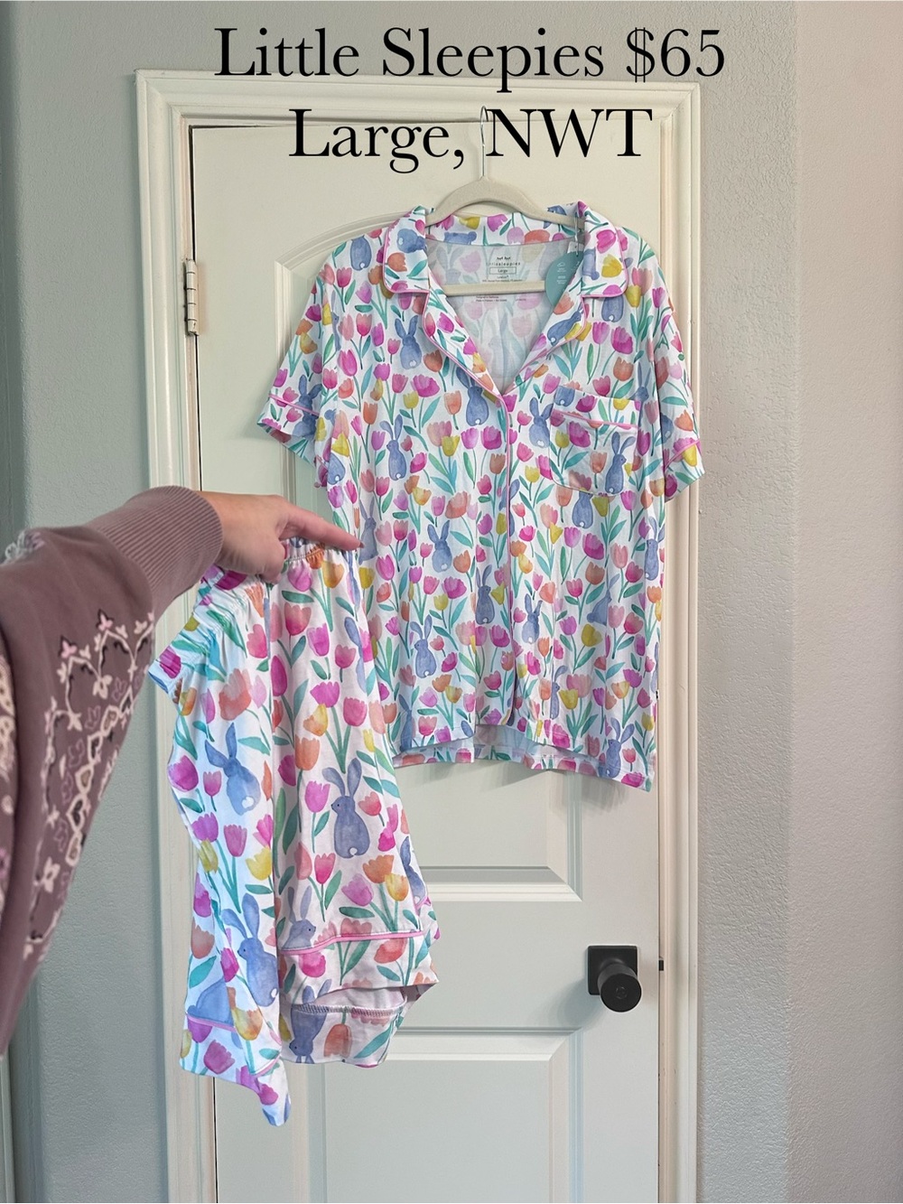 Little Sleepies Tulip Print Short-Sleeve Pajama Set - White Multi